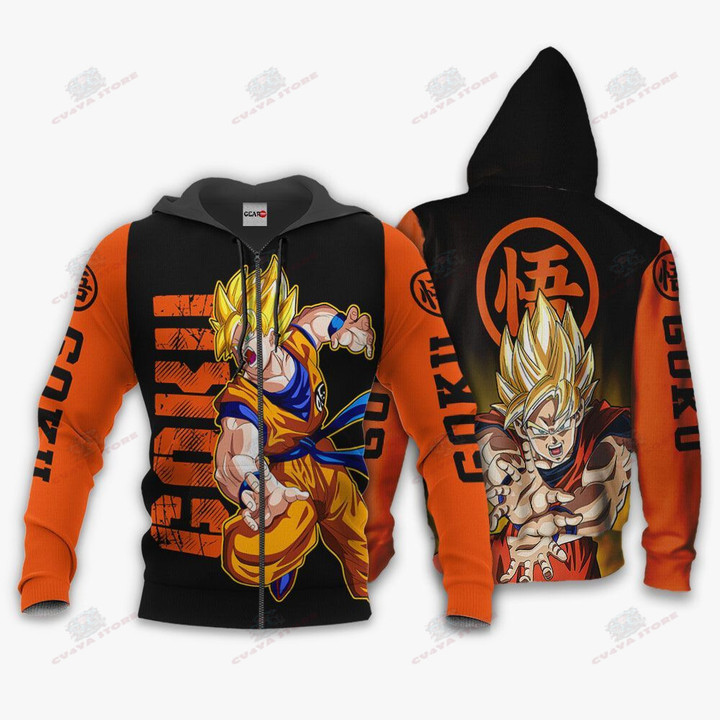 Goku Super Saiyan Hoodie Costume Dragon Ball Anime Zip Jacket