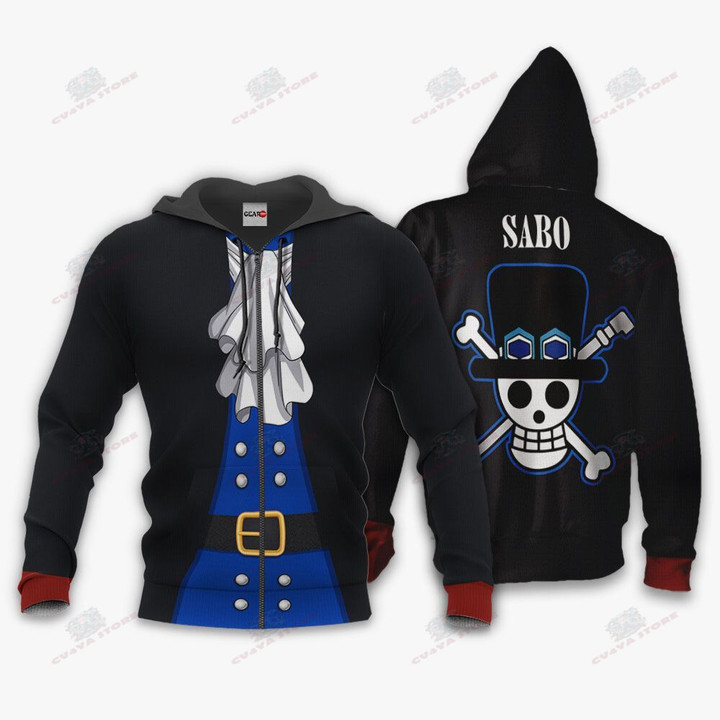 One Piece Sabo Costume Hoodie Shirt Anime Zip Jacket