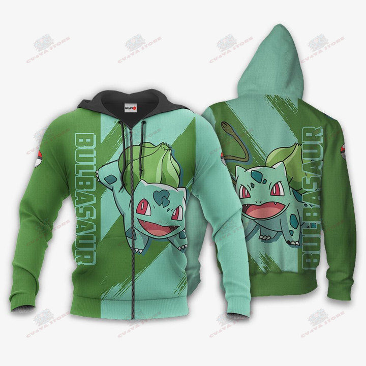 Pokemon Bulbasaur Hoodie Shirt Anime Zip Jacket