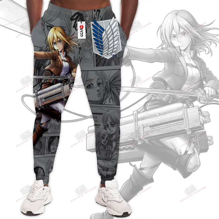 Krista Lenz Sweatpants Custom Attack On Titan Anime Jogger Pants Merch Manga Style