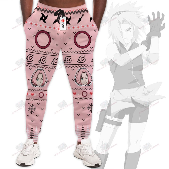 Sakura Haruno Joggers Custom Anime Ugly Christmas Sweatpants