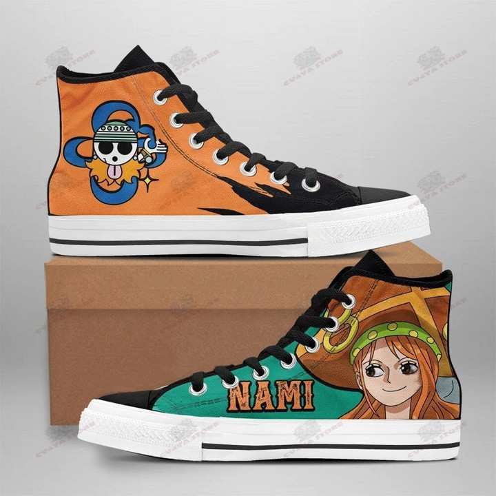 Nami High Top Shoes One Piece Red Custom Anime Sneakers