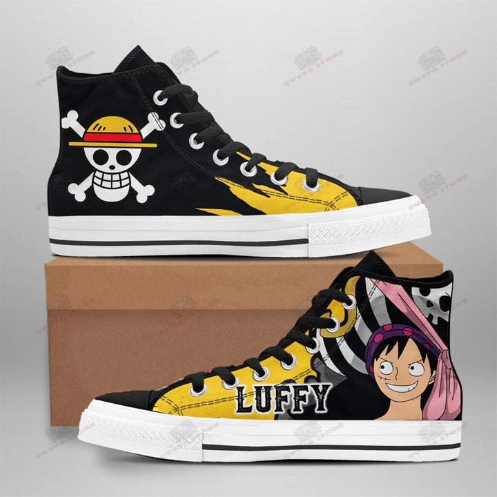 Luffy High Top Shoes One Piece Red Custom Anime Sneakers