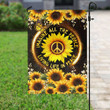 Hippie Imagine All The People Living Life In Peace Sunflower Peace Sign Garden Flag, House Flag