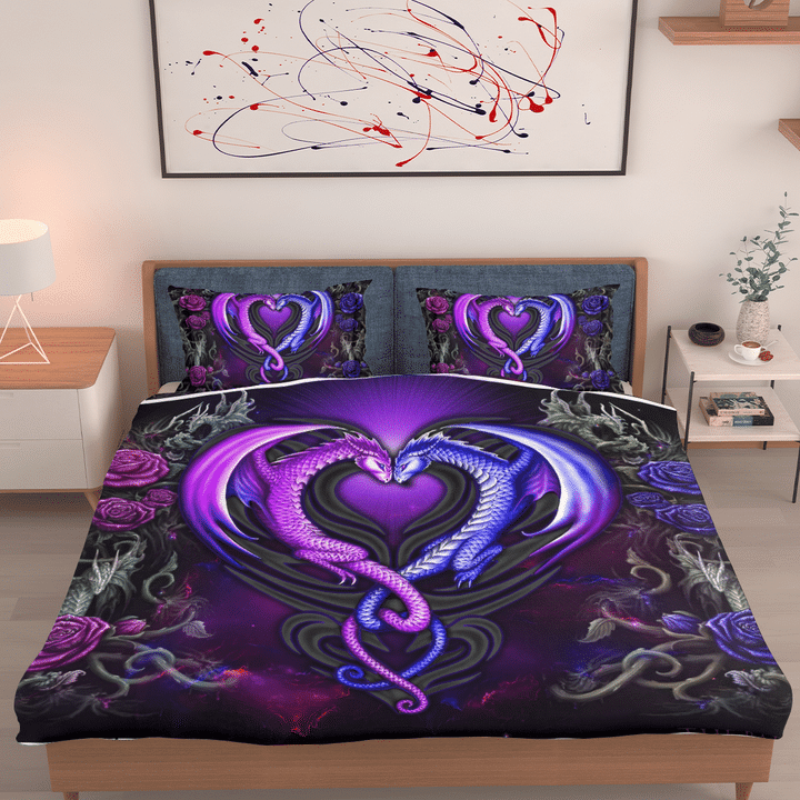 Heart Dragon Couple Bedding Set - BS022