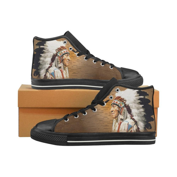 Native American Black Women's Classic High Top Canvas Shoes