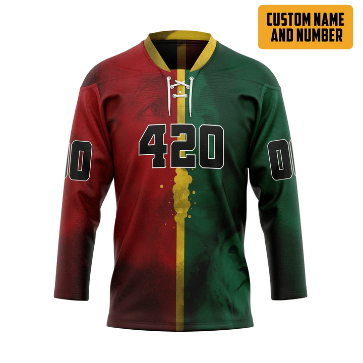 MysticLife 3D BM Lion 420 Custom Name Custom Number Hockey Jersey
