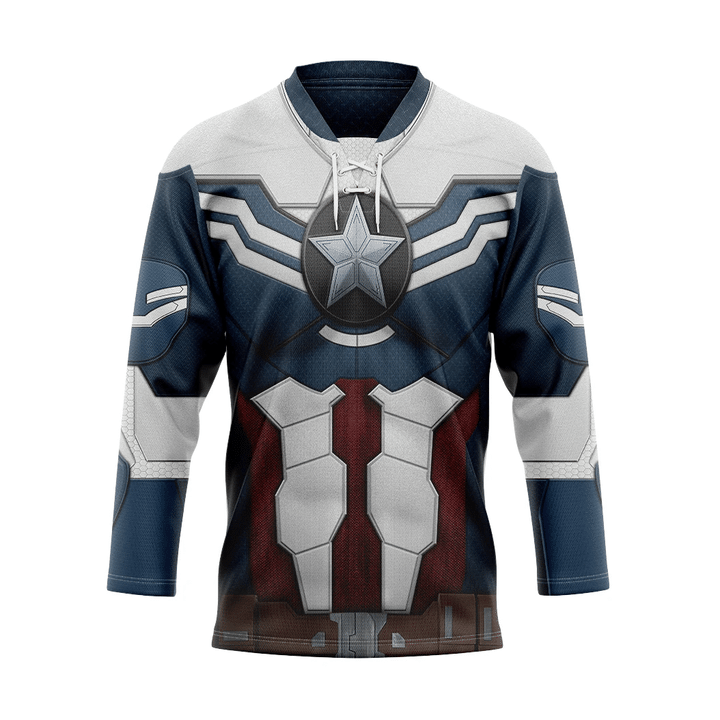 MysticLife 3D Sam Wilson Captain America Custom Hockey Jersey