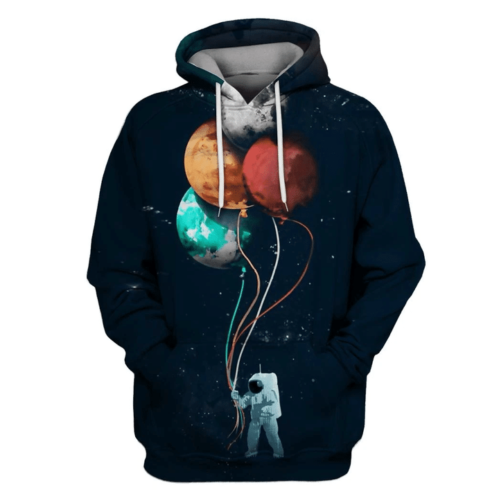 MysticLife Astronaut with four planets in the space Custom T-shirt - Hoodies Apparel