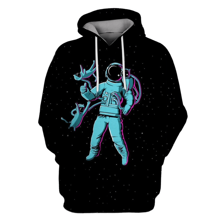 MysticLife Astronaut with pets in space Custom T-shirt - Hoodies Apparel