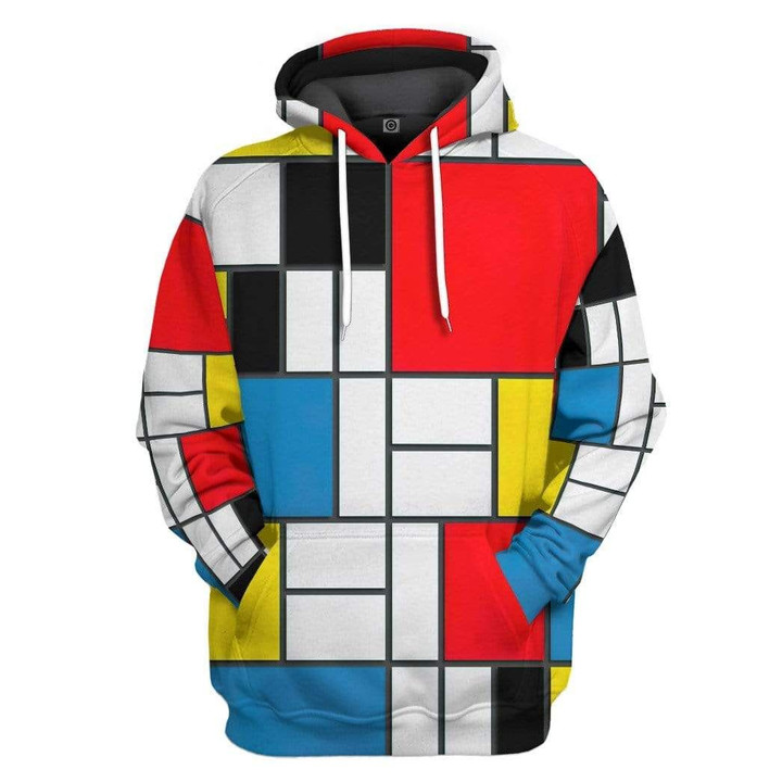 MysticLife 3D Bauhaus Style Composition II in Red Yellow Blue Custom Hoodie Apparel