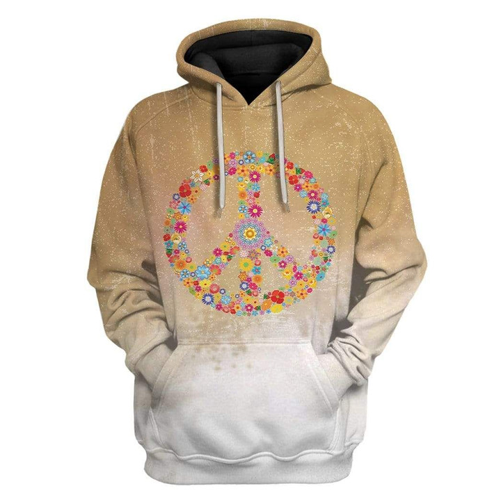 MysticLife 3D Bleached Hippie Peace Sign Custom Hoodies Apparel