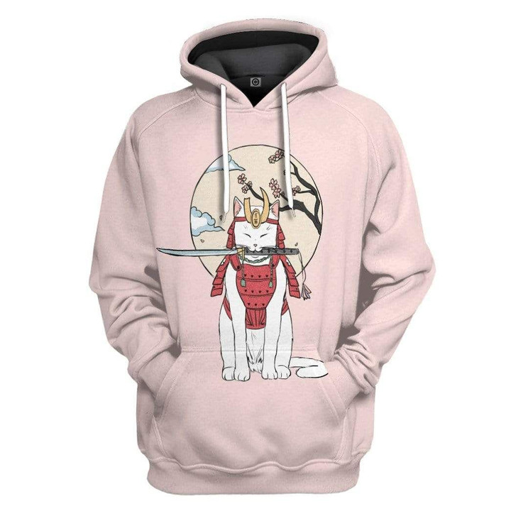 MysticLife 3D Samurai Cat Sakura Custom Hoodie