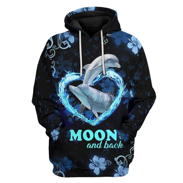 MysticLife 3D Moon And Back Couple Dolphin Tshirt Hoodie Apparel