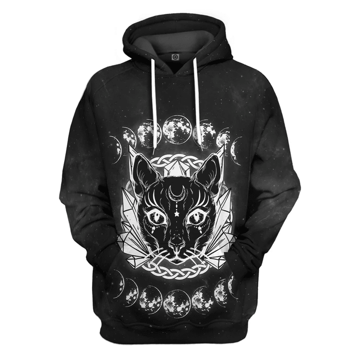 MysticLife 3D Black Cat Wiccan Moon Custom Tshirt Hoodie Apparel