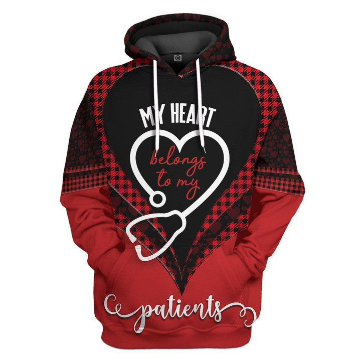 MysticLife 3D My Heart Belongs To My Patients Nurse Valentine Custom Tshirt Hoodie Apparel