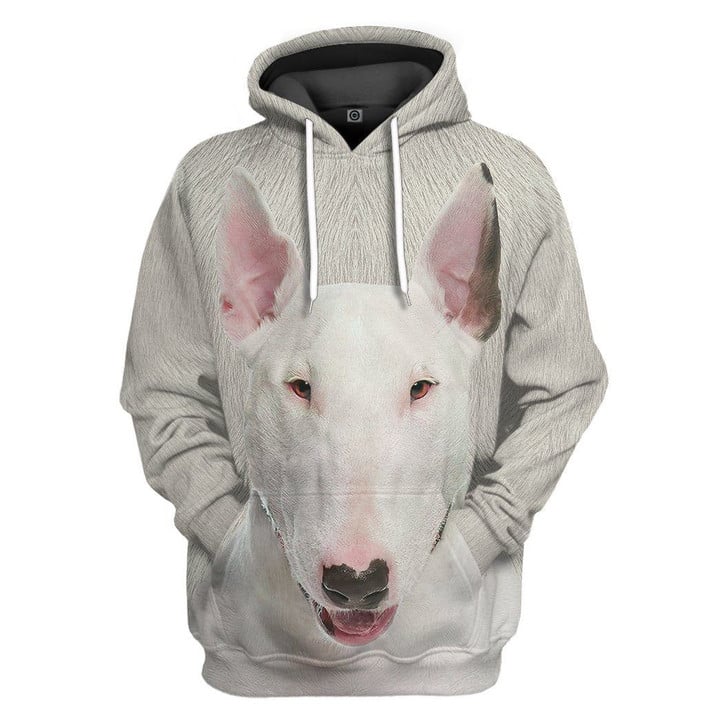 MysticLife 3D Bull Terrier Dog Front And Back Tshirt Hoodie Apparel
