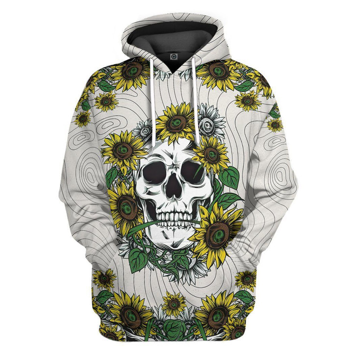 MysticLife 3D Sunflower Skull Custom Tshirt Hoodie Appaprel