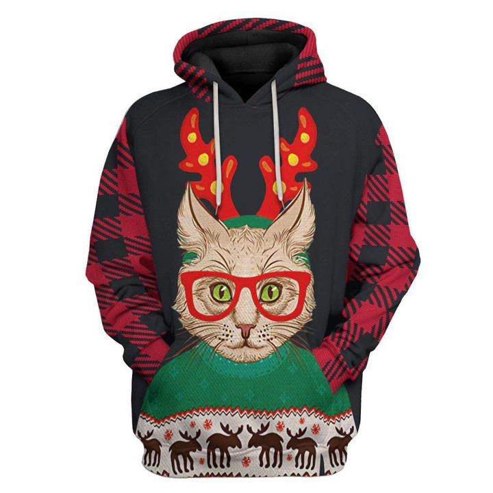 MysticLife 3D Christmas Cat Custom Tshirt Hoodie Apparel
