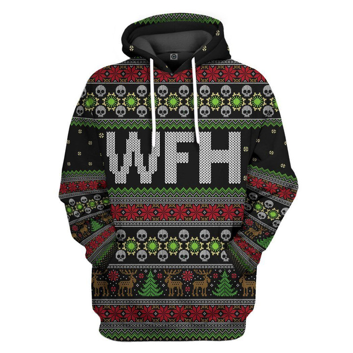 MysticLife 3D WFH Work From Home Ugly Christmas Sweater Custom Tshirt Hoodie Apparel