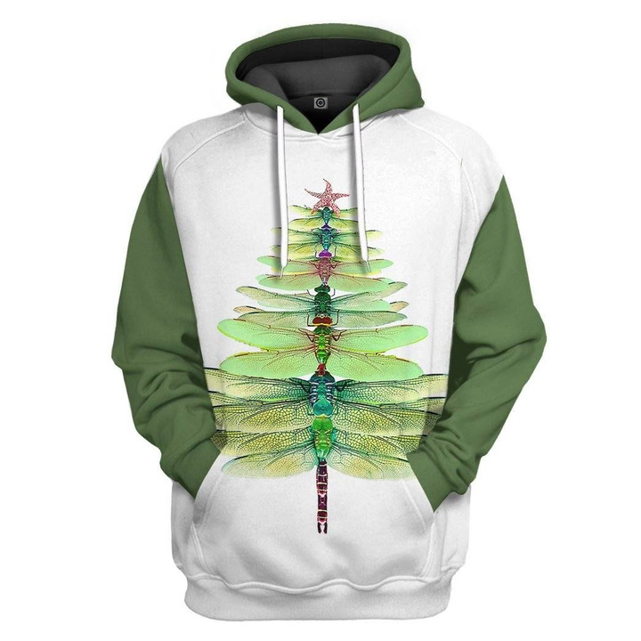 MysticLife 3D Dragonfly Christmas Tree Custom Tshirt Hoodie Apparel