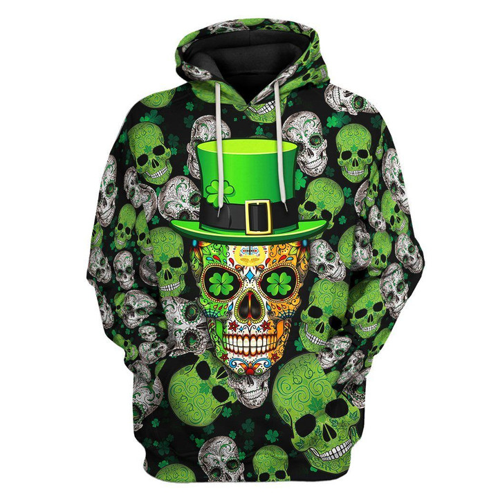 MysticLife 3D Irish Skull St Patrick Day Custom Tshirt Hoodie Apperal