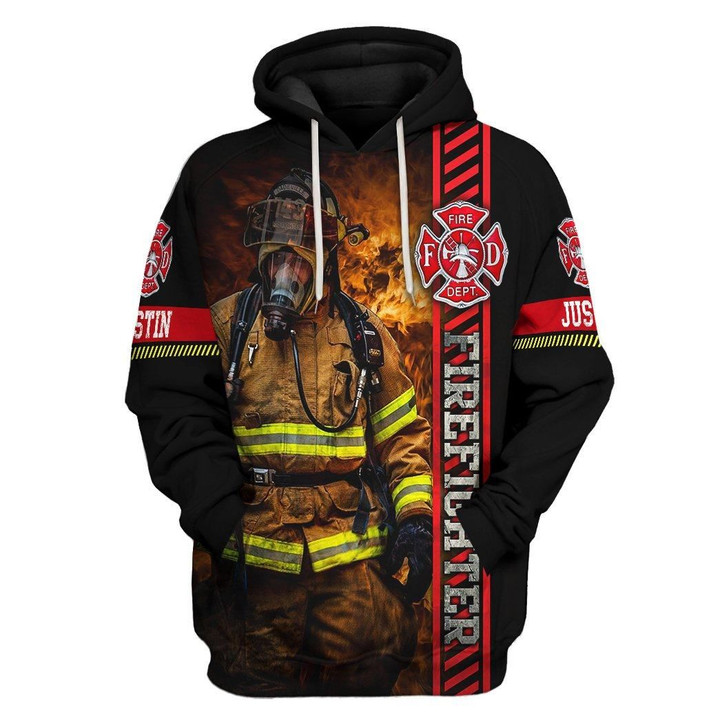 MysticLife 3D Brave Firefighter Custom Name Tshirt Hoodie Apparel