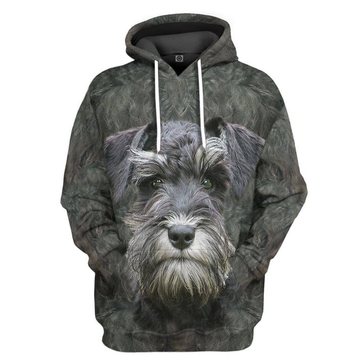 MysticLife 3D Miniature Schnauzer Dog Front And Back Tshirt Hoodie Apparel
