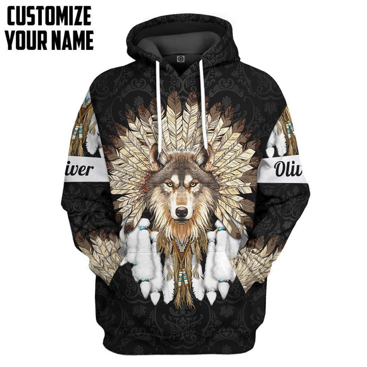 MysticLife 3D Native America Listen To The Wind Custom Name Tshirt Hoodie Apparel