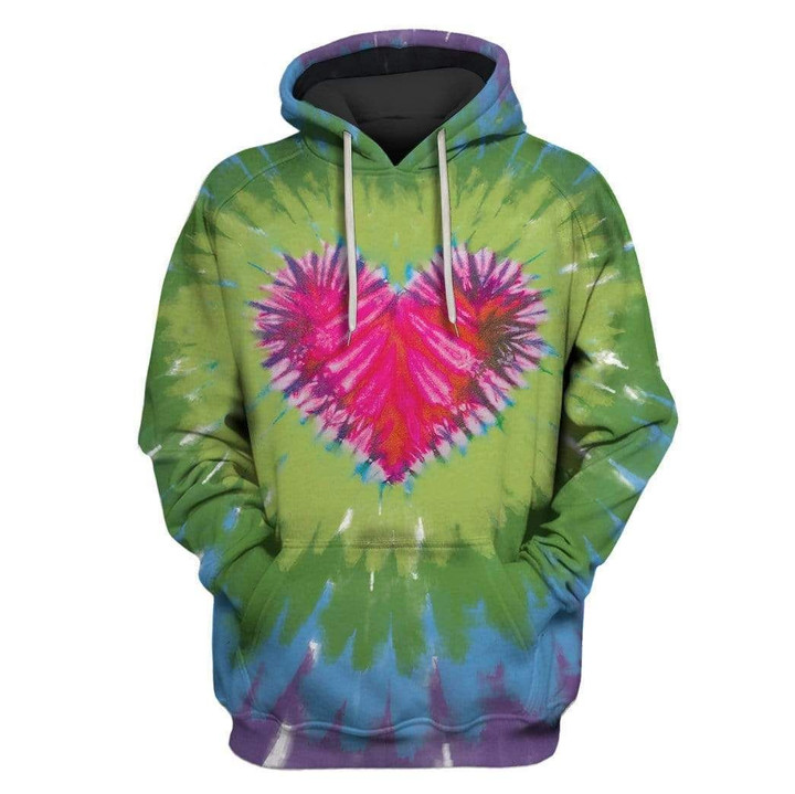 MysticLife Colorful heart in Tie dye background Custom T-shirt - Hoodies Apparel