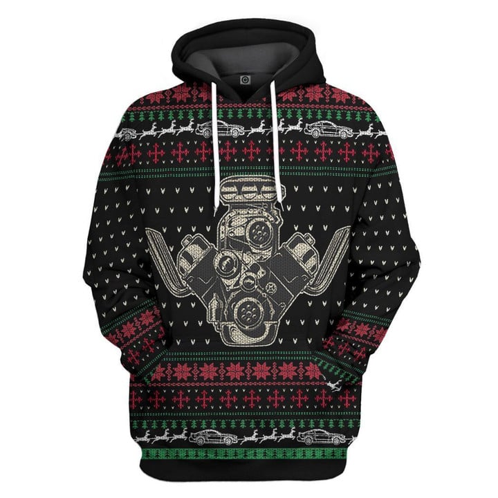 MysticLife 3D Drag Racing Christmas Sweater Custom Tshirt Hoodie Apparel