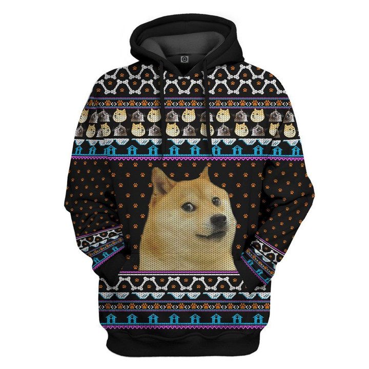 MysticLife 3D Meme Doge Ugly Sweater Custom Hoodie Apparel