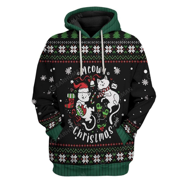 MysticLife Ugly Christmas Meowy Christmas Custom T-Shirts Hoodies Apparel