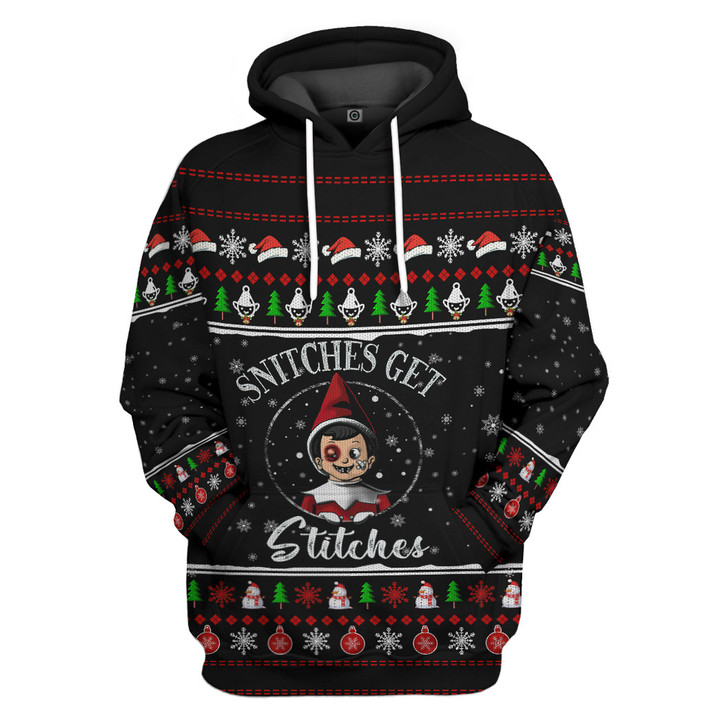 MysticLife 3D Snitches Get Stitches Custom Ugly Hoodie Tshirt Apparel