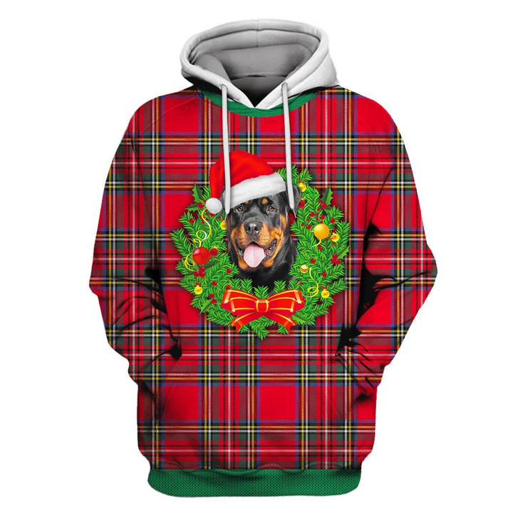 MysticLife Rottweiler On Christmas Custom T-shirt - Hoodies Apparel