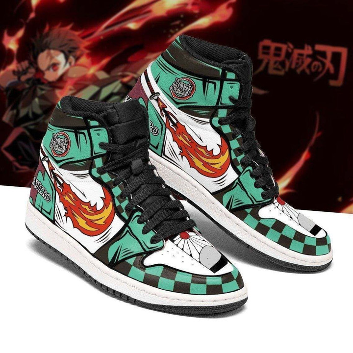 Tanjiro Fire Skill Costume Demon Slayer Sneakers Anime Air Jordan Shoes Sport
