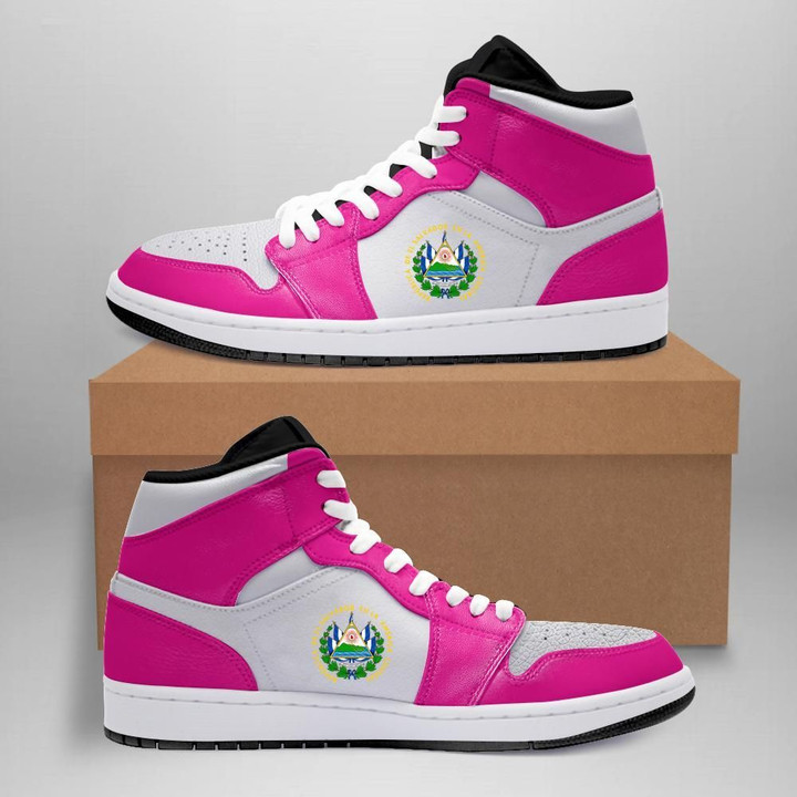 El Salvador High Top Sneakers Shoes Mid Hyper Pink White (Women's/Men's) A7