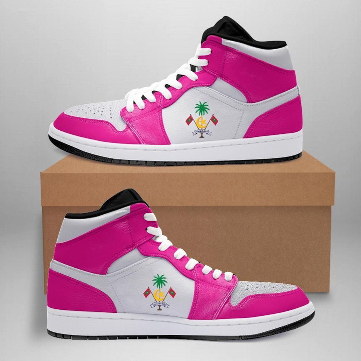 Maldives High Top Sneakers Shoes Mid Hyper Pink White (Women's/Men's) A7