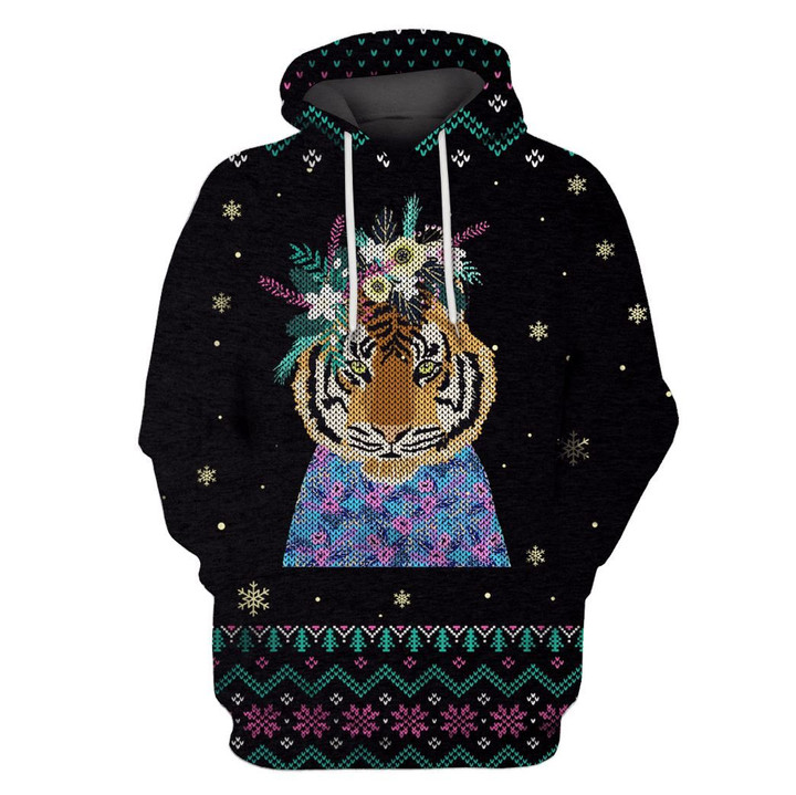 MysticLife Tiger with Flowers Custom T-shirt - Hoodies Apparel