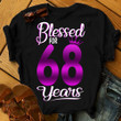 Personalized Birthday Outfit Blessed For 68 Years - Shirts Women Birthday T Shirts Summer Tops Beach T Shirts