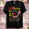 Personalized Birthday Outfit Stepping Into My 55th Birthday Like A Boss Shirts Women Birthday T Shirts Summer Tops Beach T Shirts