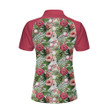 Golf Ball On Tropical Flowers Background Short Sleeve Women Polo Shirt - 2
