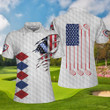 American Flag With Argyle Pattern Golf Short Sleeve Women Polo Shirt Best Female Golf Gift Idea - 3