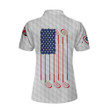 American Flag With Argyle Pattern Golf Short Sleeve Women Polo Shirt Best Female Golf Gift Idea - 2