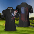 American Women Golfer Black Version Golf Short Sleeve Women Polo Shirt American Flag Ladies Golf Shirt - 3