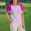 Pink Golf Balls Seamless Pattern Short Sleeve Women Polo Shirt - 4
