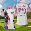 Looks Like A Beauty Drives Like A Beast Golf Short Sleeve Women Polo Shirt Leopard Pattern Golf Shirt For Ladies - 4