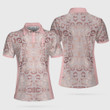 Rose Gold Leopard Print V2 Short Sleeve Women Polo Shirt - 3