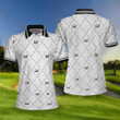 Golf In Black And White With Simple Golf Clubs Pattern Short Sleeve Women Polo Shirt Basic Golf Shirt For Ladies - 3