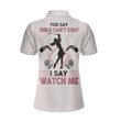 You Say Girls Cant Golf I Say Watch Me Short Sleeve Women Polo Shirt Light Pink Argyle Pattern Shirt For Ladies - 2